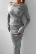 Sheath Off Shoulder Sleek Maxi Dress image 1