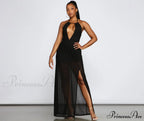 Sheer Appeal High Charming Slit Halter Dress image 4