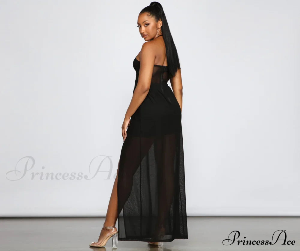 Sheer Appeal High Charming Slit Halter Dress image 2
