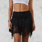 Sheer Asymmetric Frill Hem Skirt image 1