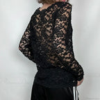 Sheer Button-up Knit Top image 3