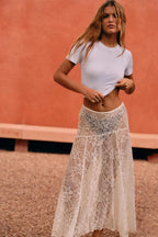 Sheer Floral Lace Maxi Skirt image 2