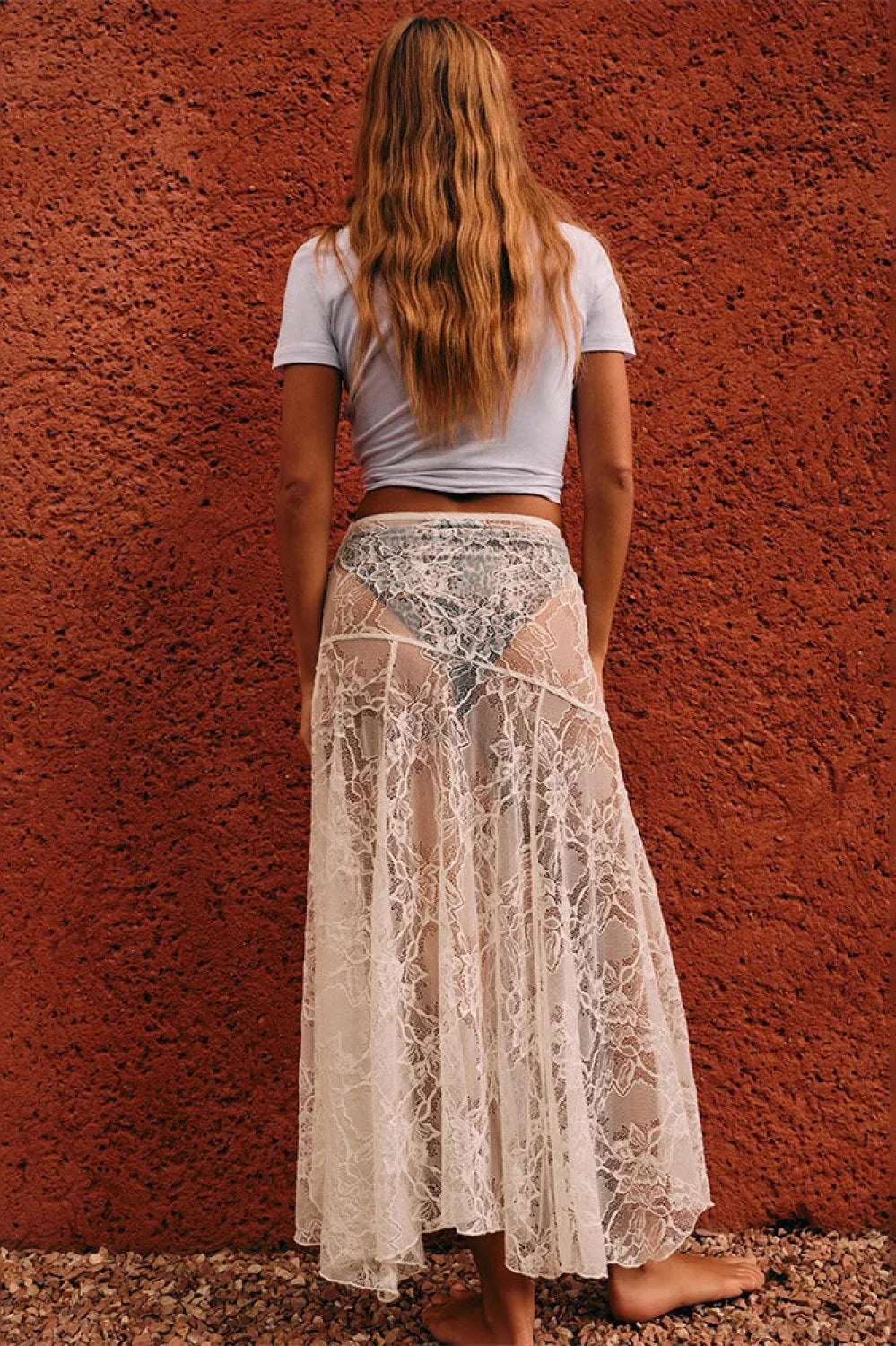 Sheer Floral Lace Maxi Skirt image 3