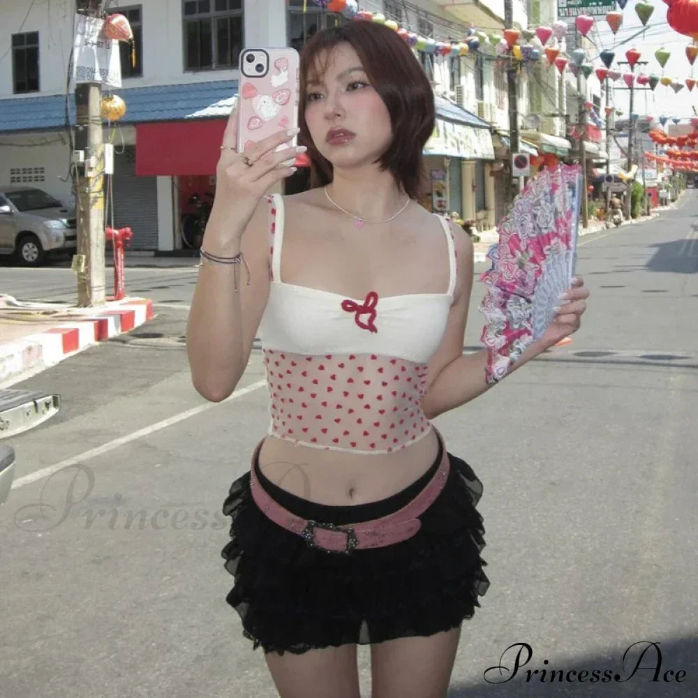 Sheer Knit Stylish Patchwork Bow Top image 4
