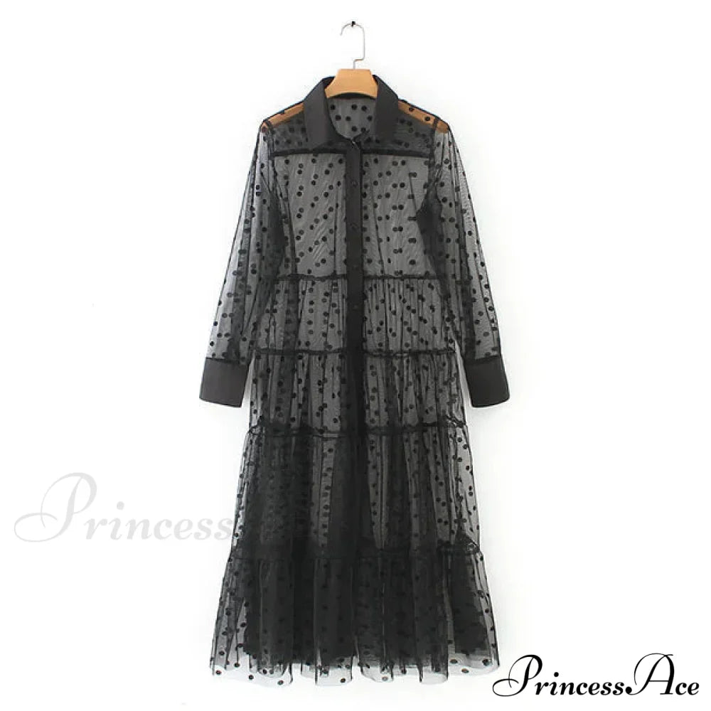Sheer Lace Cover Up with Polka Dot Pattern for Summer image 5