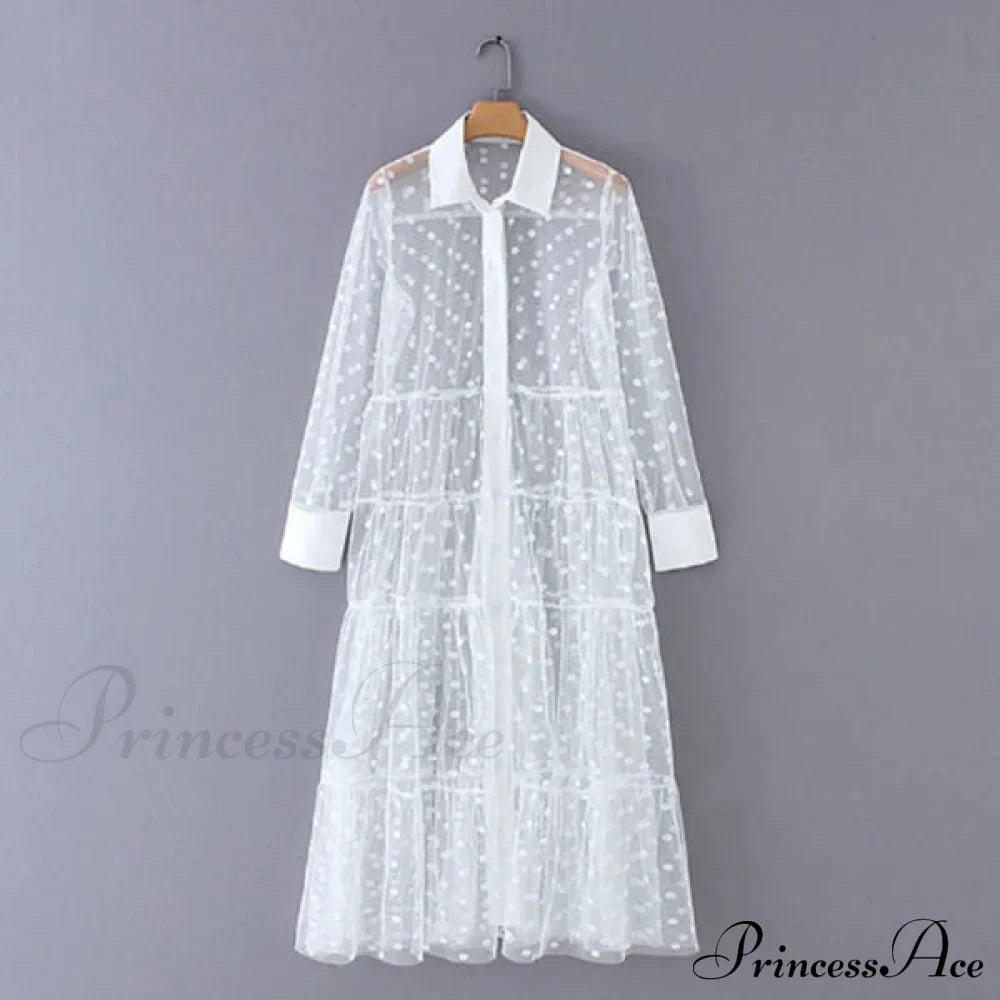 Sheer Lace Cover Up with Polka Dot Pattern for Summer image 3