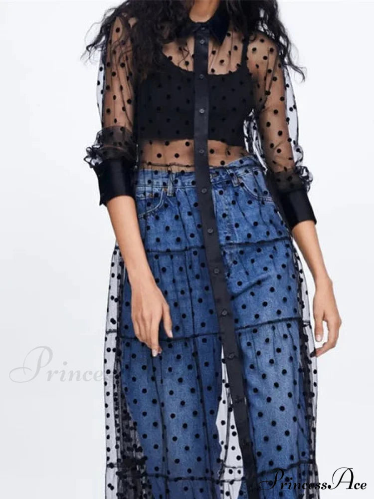 Sheer Lace Cover Up with Polka Dot Pattern for Summer image 1