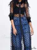 Sheer Lace Cover Up with Polka Dot Pattern for Summer image 1