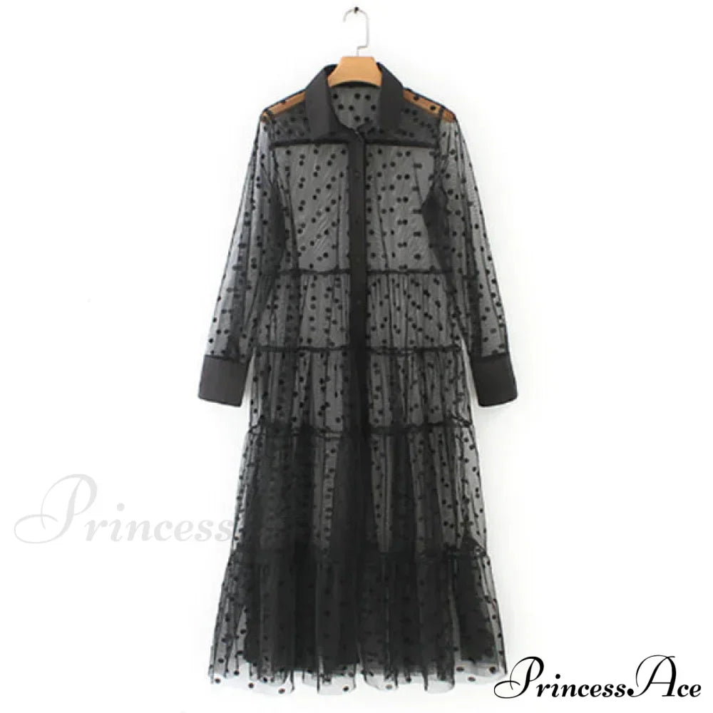 Sheer Lace Cover Up with Polka Dot Pattern for Summer image 2