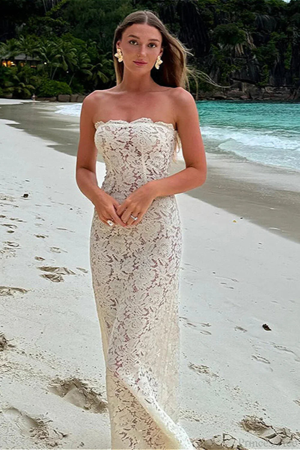 Sheer Lace Off Shoulder Elegant Maxi Dress image 2