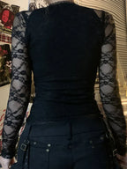 Sheer Lace V-neck Knit Top image 4