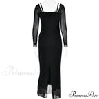 Sheer Long Sleeve Charming Bodycon Maxi Dress image 7