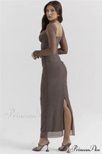 Sheer Long Sleeve Charming Bodycon Maxi Dress image 19