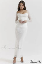 Sheer Long Sleeve Charming Bodycon Maxi Dress image 10