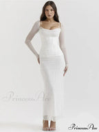 Sheer Long Sleeve Charming Bodycon Maxi Dress image 1