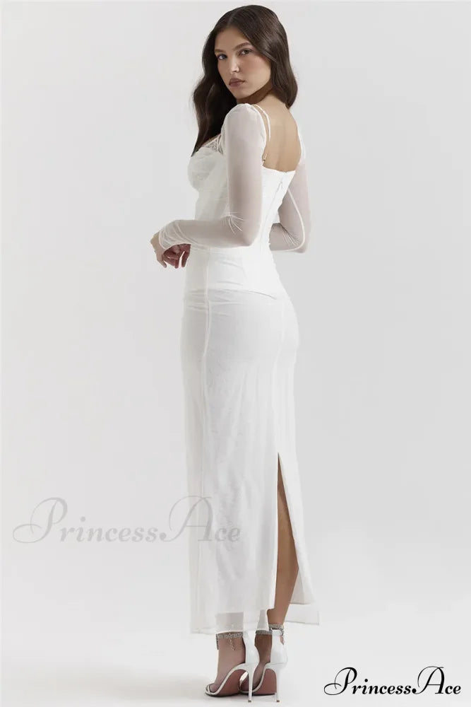 Sheer Long Sleeve Charming Bodycon Maxi Dress image 12