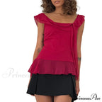 Sheer Mesh Sleeveless Backless 3D Stylish Elegant Trendy Chic Ruffle Crop Top image 8
