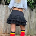 Sheer Ruffle Tiered Lace Skirt image 5