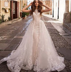Sheer Tulle Mermaid Bridal Wedding Dress image 1