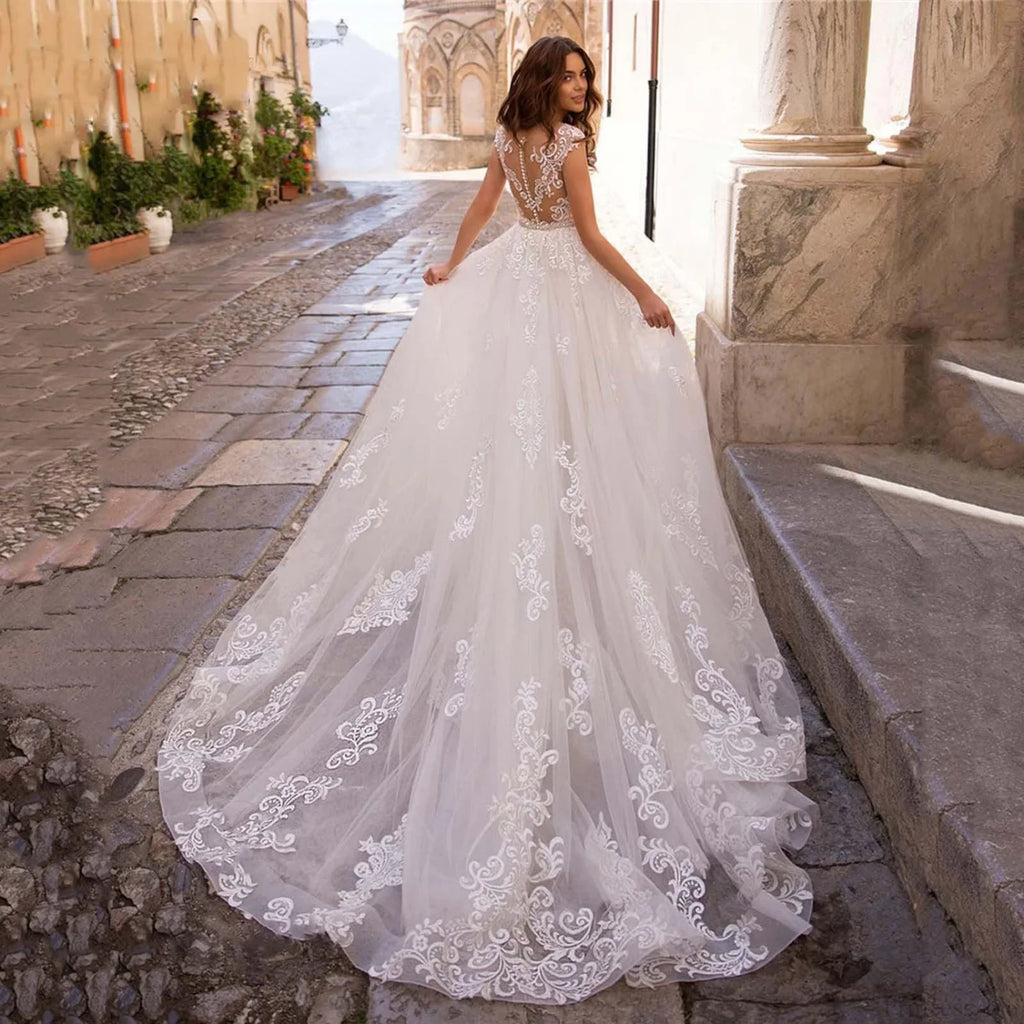 Sheer Tulle Mermaid Bridal Wedding Dress image 2