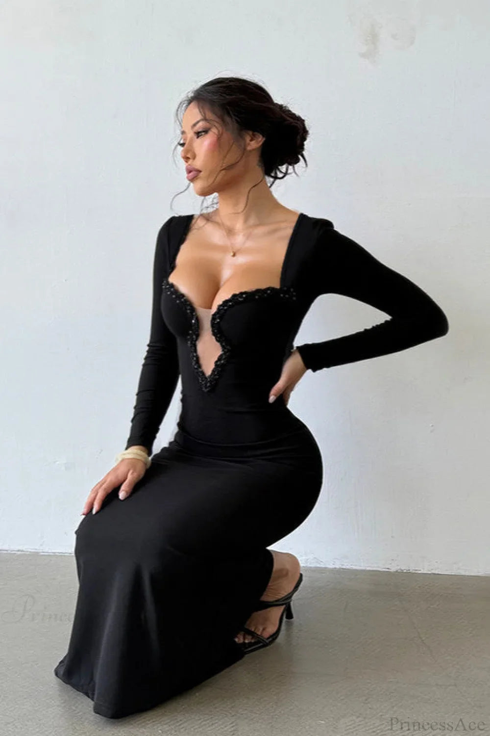 Shimmer Tight Mermaid Fitted Maxi Party Dress image 3