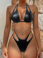 Shiny Halter High Cut Bikini Set image 1