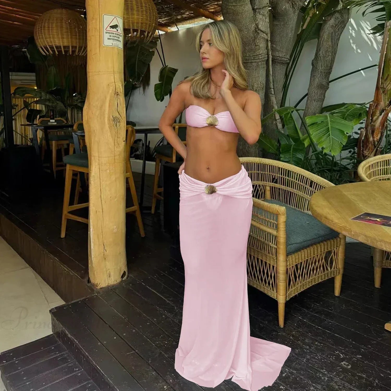 Shiny Print Skirt Three Piece Swimsuit image 1