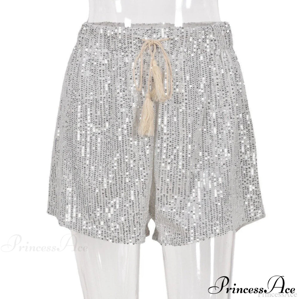 Shiny Sequin Pencil High Waist Mini Shorts image 14