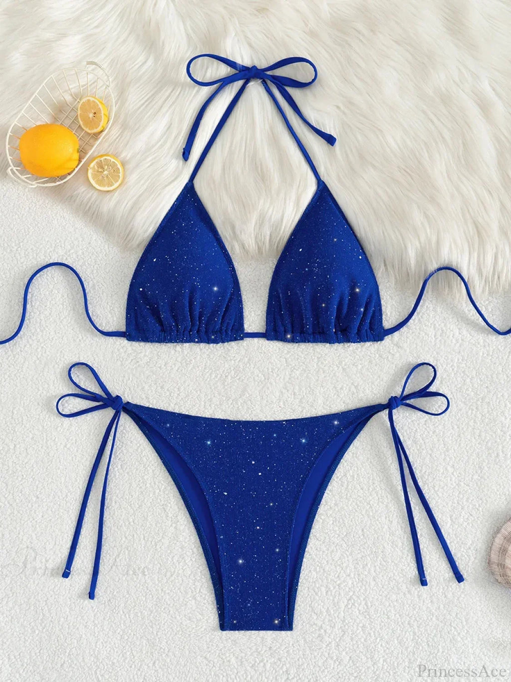 Shiny Sparkling Halter Strappy Bikini Set image 5
