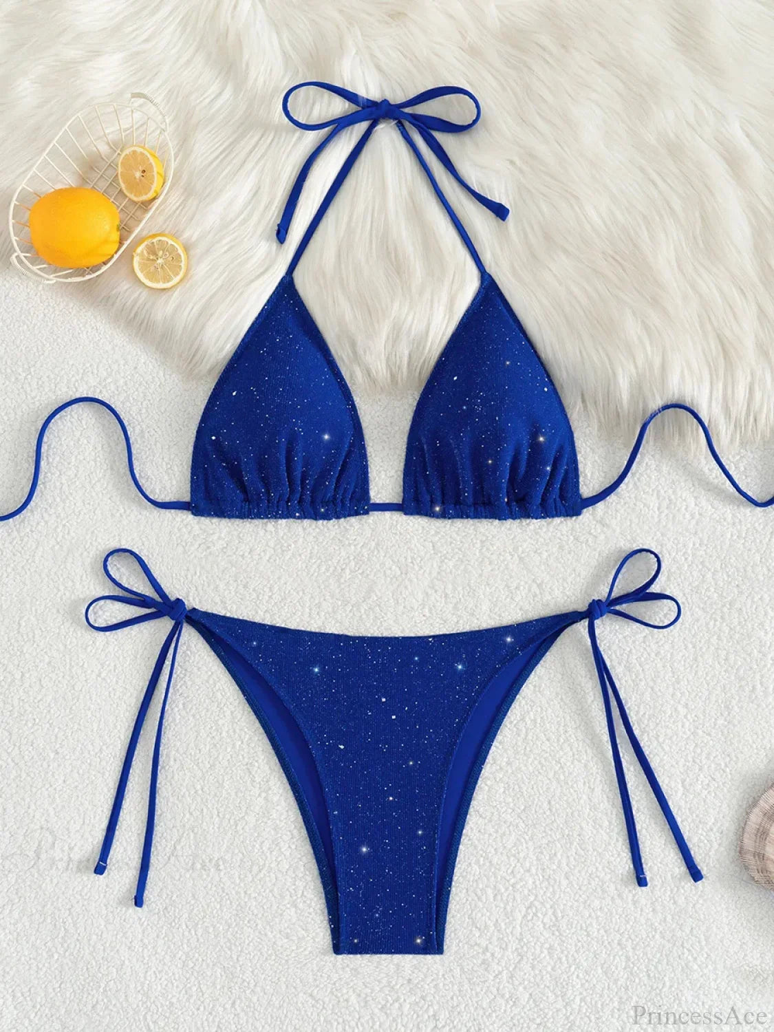 Shiny Sparkling Halter Strappy Bikini Set image 5