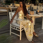 Shiny Sparkling Sexy Backless V Neck Maxi Dress image 5
