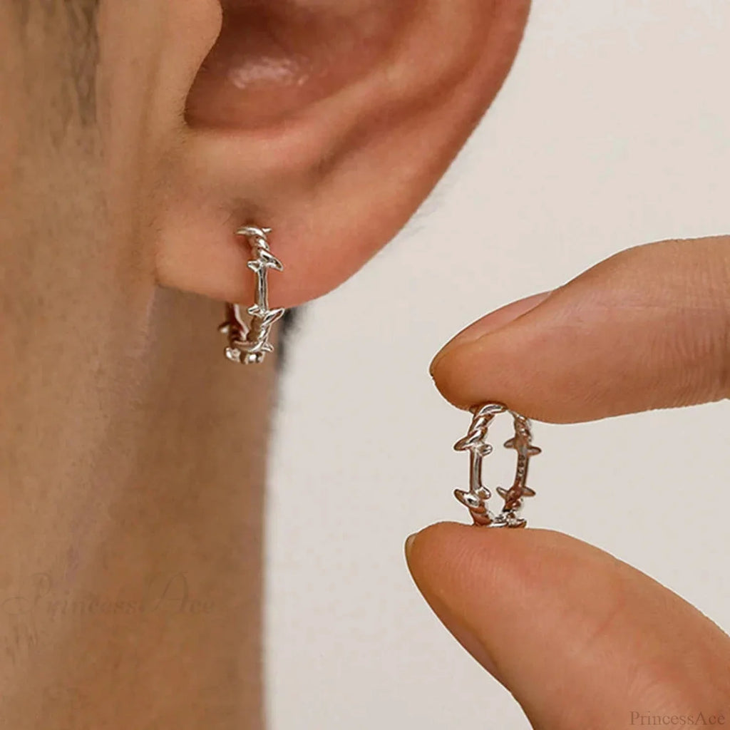 Shiny Thorns Circle Five-Pointed Star Earring image 1