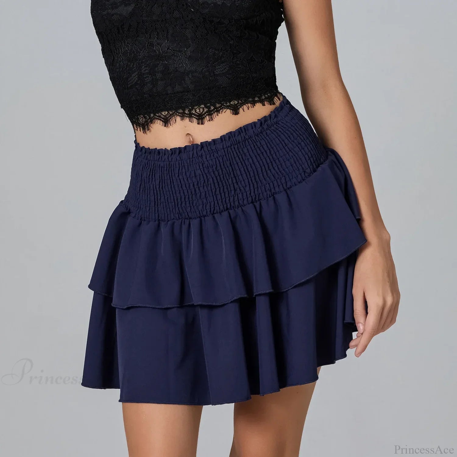 Shirred Floral Layered Ruffle Skirt image 6