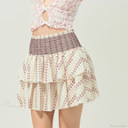 Shirred Floral Layered Ruffle Skirt image 5