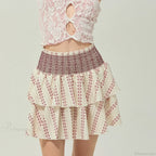 Shirred Floral Layered Ruffle Skirt image 4