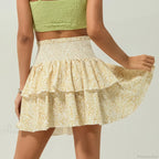 Shirred Floral Layered Ruffle Skirt image 2
