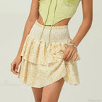 Shirred Floral Layered Ruffle Skirt image 3