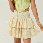 Shirred Floral Layered Ruffle Skirt image 1