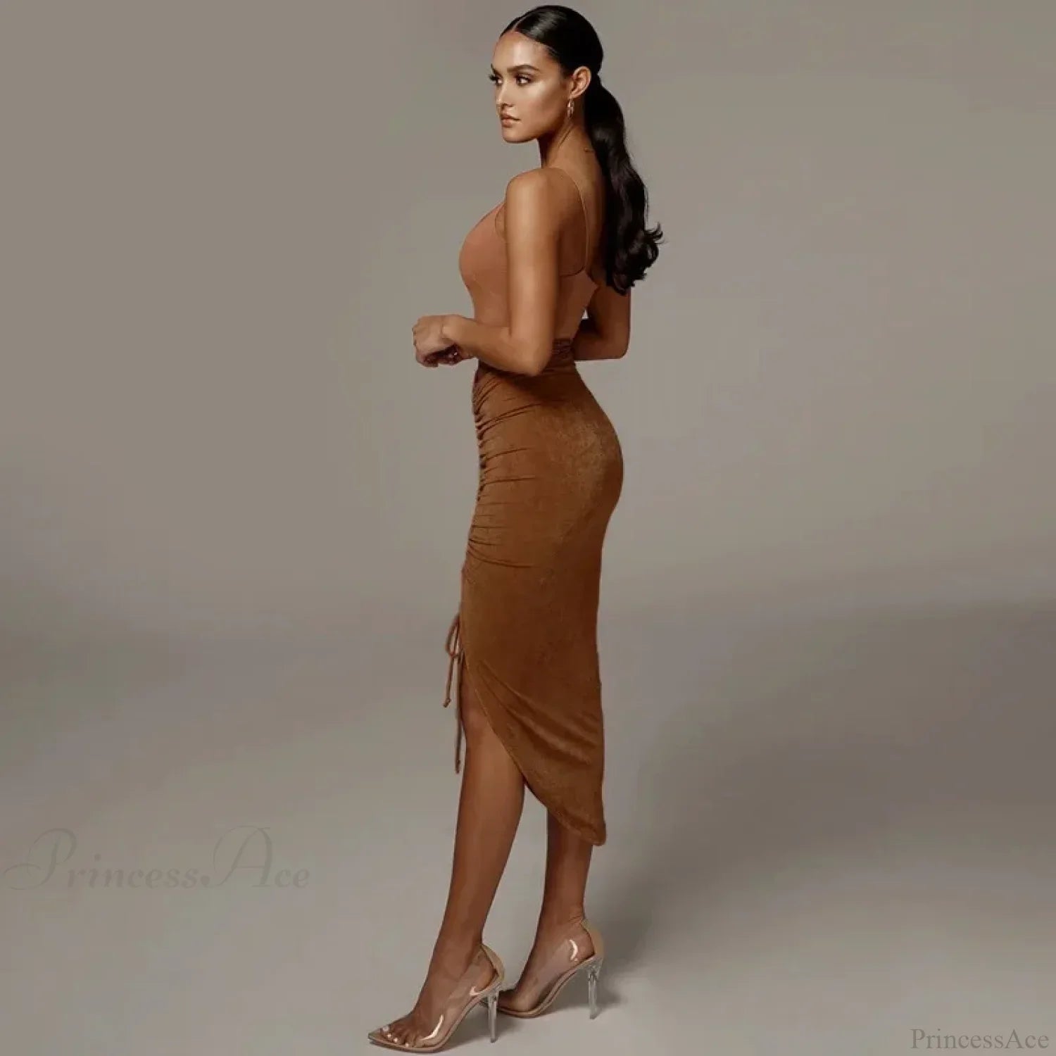 Shirring Pleated Wrap Hip Skirt image 3
