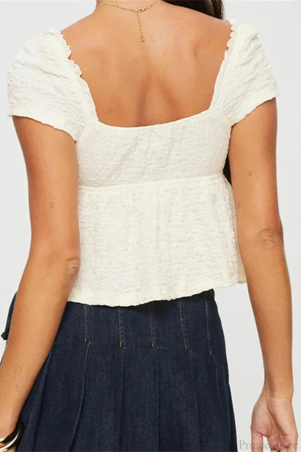 Short Sleeve V-neck Tie-up Ruched Solid Crop Top image 2