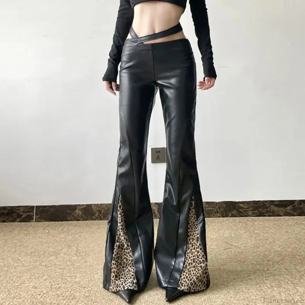 Short-Waisted Gothic Panther Leather Pant image 2