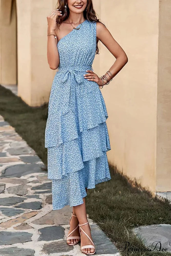 Shoulder One with Trim Gown Green Ruffle Print image 7