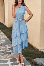 Shoulder One with Trim Gown Green Ruffle Print image 7