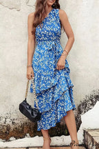 Shoulder One with Trim Gown Green Ruffle Print image 4