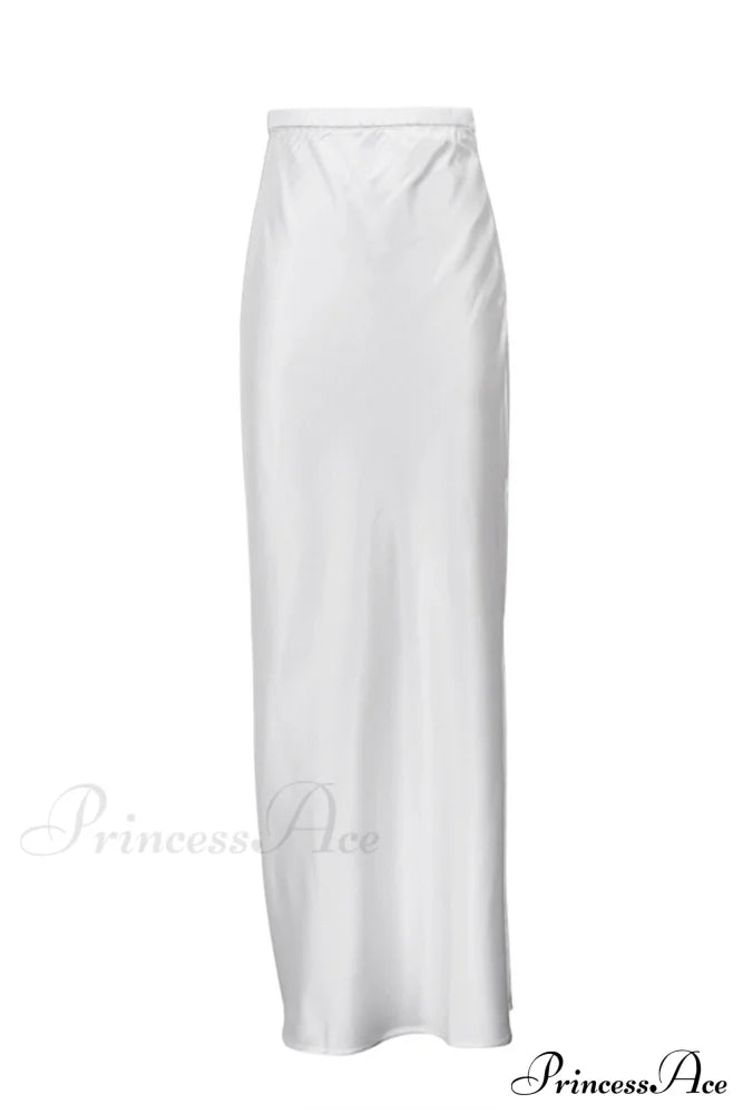 Side Skirt with High Full-Length and White Slit Waist image 4