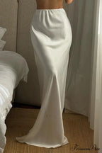 Side Skirt with High Full-Length and White Slit Waist image 1