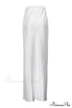 Side Skirt with High Full-Length and White Slit Waist image 5