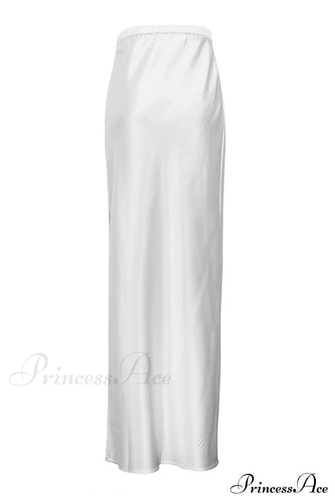 Side Skirt with High Full-Length and White Slit Waist image 5