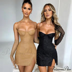 Silk Suspender Tight Dress in Bright Color image 3