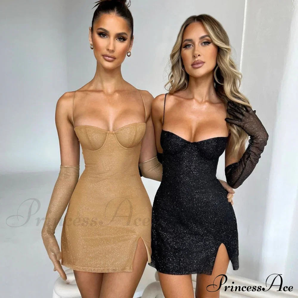 Silk Suspender Tight Dress in Bright Color image 3